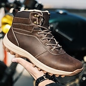 tanie Buty trekingowe-brązowe buty motocyklowe dla mężczyzn z podparciem kostki i wytrzymałą podeszwą, wytrzymały design na zewnątrz dla motocyklistów, na weekendowe wycieczki i eksplorację miejską