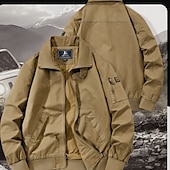 preiswerte Cargo-Jacken-100% Baumwolle Herren Bomberjacke Taktische Jacke Motorradjacke Outdoor Casual Weich Mehrere Taschen Frühling &amp;Herbst Uni Nationalflagge lässig bequem Stehkragen schwarz weiß khaki grün
