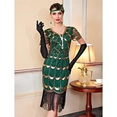 levne Šaty-Retro Řvoucí 20s 20. léta 20. století Bubenové šaty Šaty Úbory Velký Gatsby Svatební host Flitry Třásně Maškarní kostým Dámské Vánoce předvečer Všech svatých Karneval Párty a večer Svatební hostina
