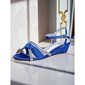 baratos cocktail-sandálias femininas de cetim verde com salto anabela - sapatos sociais com nó de strass e tira no tornozelo para banquetes e coquetéis elegantes