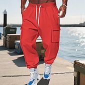 economico Pantaloni della tuta-Per uomo Pantaloni Cargo Joggers Pantaloni Pantaloni da Tuta Cargo Elastico in vita Coulisse Multi-tasche Semplice Indossabile All&#039;aperto Quotidiano Campeggio &amp; Escursionismo Moda Classico Nero Rosso
