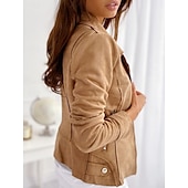 economico giacche casual-Per donna Giacca in Ecopelle Confortevole Traspirante Cerniera Casual Semplice Vacanza Streetwear Casuale Abbigliamento quotidiano Cerniera Corto Bavero Taglia piccola Manica Lunga Capispalla Nero
