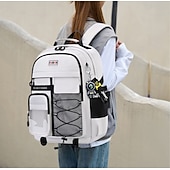 abordables Sacs à dos de Collège-Sac à dos blanc grande capacité pour femme – Sac d&#039;école et de voyage à panneaux en maille multi-poches pour adolescentes et étudiantes