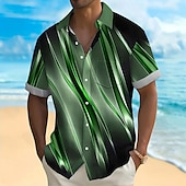 billiga Geometriska mönster-Herr Geometrisk Marmor Abstrakt konst Skjorta Sommarskjorta Knapp upp skjorta Kortärmad Mode Casual Utomhus Semester Vardag Sommar Vår Nedvikt 3D-utskrift krage skjortor Främre en ficka Rubinrött