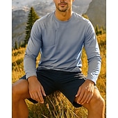 preiswerte Tees &amp; Hemden-Herren Wanderhemd Golf-Pullover Wanderspitze Langarm Rundhalsausschnitt T-Shirt Oberteil Außen Schnelltrocknend Leicht Atmungsaktiv Polyester Schwarz Marinenblau Grün Tennis Golfspiel Laufen
