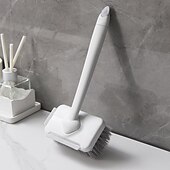 abordables Les fournitures de nettoyage-Brosse de nettoyage de salle de bain, brosse de nettoyage multifonctionnelle, avec poignée rotative, rangement mural