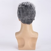 cheap Mens Wigs-Synthetic Wig Afro Curly Water Wave Asymmetrical Neat Bang Machine Made Wig 10 inch A1 Synthetic Hair Men&#039;s Classic Comfortable Color Gradient Multi-color