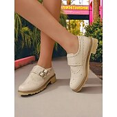 abordables Années 1950-Chaussures richelieu en cuir verni crème pour femme – Chaussures plates vintage à double boucle pour un usage quotidien ou des tenues d&#039;inspiration rétro