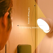 abordables sensor de luces nocturnas-Luz nocturna con sensor de movimiento LED, lámpara de pared de inducción recargable con rotación de 360 grados, lámpara de pared LED para escalera, armario, pasillo, dormitorio