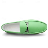 voordelige Casual loafers-Rode imitatieleren loafers voor heren, stijlvol instapmodel met comfortabele, zachte binnenzool, ideaal voor zakelijke, casual weekenden en reizen