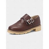 abordables Années 1950-Chaussures richelieu en cuir verni crème pour femme – Chaussures plates vintage à double boucle pour un usage quotidien ou des tenues d&#039;inspiration rétro