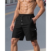 economico All&amp;#39;aperto-Per uomo Pantaloncini cargo Shorts Pantaloncini Estivi Coulisse Elastico in vita Multi-tasche Semplice Comodità Indossabile Lunghezza al ginocchio All&#039;aperto Sport Quotidiano Moda Casual Nero Bianco