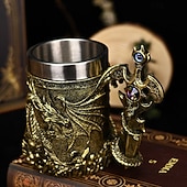 economico Tazze e tazzine-Boccale da birra con drago guerriero, regalo per l&#039;Oktoberfest, boccale con drago di fuoco della mitologia occidentale, boccale con spada nordica, tazza da caffè e birra, regalo di Natale per uomo