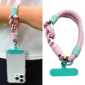 abordables Otras carcasas-Cuerda corta de moda de dos pliegues a juego con colores, cuerda corta de muñeca simple, cuerda colgante de doble capa, firme y resistente, antirroturas y anticaídas, cuerda para colgar teléfonos