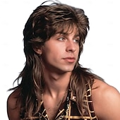 preiswerte Historische Perücken-Vokuhila-Perücken für Männer, Joe Dirt, Emo-Perücke, 80er- und 90er-Kostüme, ausgefallenes Party-Accessoire, Cosplay-Perücke, Halloween-Mann