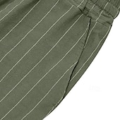 cheap Holiday-Men&#039;s Shorts Linen Shorts Summer Shorts Beach Shorts Drawstring Elastic Waist Striped Comfort Breathable Knee Length Outdoor Daily Beach Vacation Hawaiian Black White