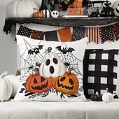 abordables Taies d&#039;Oreiller-1 pcs Polyester Housse de coussin, Halloween Carré Traditionnel Classique