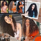 economico Clip nelle estensioni-Extension per capelli con clip da 9 pezzi, 22 pollici, extension per capelli ricci, lunghe e morbide, sintetiche, per donne
