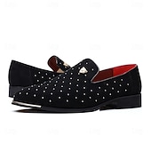 abordables Mocasines-Zapatos sin cordones de ante azul marino para hombre con detalles tachonados y detalles dorados: zapatos sin cordones de lujo para fiestas nocturnas, bodas y reuniones formales.
