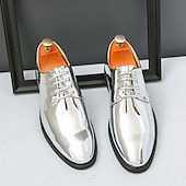 economico Formale-scarpe stringate dorate lucide da uomo – finitura in vernice lucida, perfette per matrimoni ed eventi formali serali