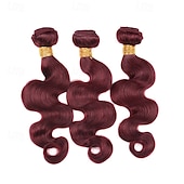 voordelige 3 bundels menselijk haarweefsels-99j# bordeauxrood gekleurd mensenhaar 3 bundels mensenhaar body wave mensenhaar mensenhaar extensions 12-24 inch