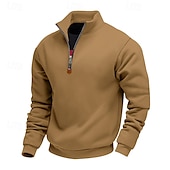abordables Sudaderas Básicas_-Hombre Sudadera Sudadera con un cuarto de cremallera Albaricoque Negro Blanco Vino Rojo Media cremallera Plano Deporte Diario Festivos Poliéster Ropa de calle Básico Casual Primavera Otoño Ropa