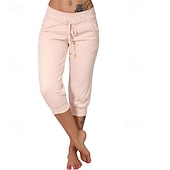 billige cargobukser for kvinner-Dame Capri-bukser Søndagsshorts Gatemote Fritid Kalv lengde Medium Midje عادي Elastisk midje Snorer Pusteevne Myk Mikroelastisk Feriereise Gate Dagligdagstøy Svart Rosa Navyblå Grønn Sommer Normal