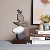 Χαμηλού Κόστους Αγάλματα-Διακοσμητικό στολίδι φενγκ σούι από ρητίνη, μοντέρνο ειδώλιο εισόδου «η κυλιόμενη πέτρα φέρνει τύχη», μινιμαλιστικό γλυπτό διακόσμησης σπιτιού, δώρο εγκαινίου για σαλόνι ή γραφείο