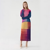 cheap Graphic Skirts-Women&#039;s Skirt Elegant Vintage Fashion Casual Midi Mid Waist Skirts Gradient Ruched Stretchy Yellow Summer Polyester