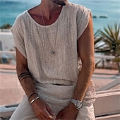 cheap Tank Tops-Men&#039;s Tank Top Vest Top Undershirt Sleeveless Shirt Sleeveless Crew Neck Summer Plain Fashion Designer Basic Classic Vacation Street Going out White Top Tee for Men