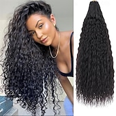 baratos Cabelo de crochê-Micro tranças brasileiras pré-enroladas, cabelo cacheado de crochê, 18 polegadas, cabelo de crochê com ondas d&#039;água, extensões de cabelo afro crespo e cacheado, cabelo sintético de crochê com ondas