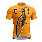 cheap Men&#039;s Jerseys-Men&#039;s Cycling Jersey Short Sleeve Bike Tee Tshirt Top with 3 Rear Pockets UV Resistant Breathable Quick Dry Front Zipper Yellow Blue Orange Sports Clothing Apparel
