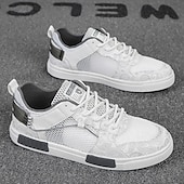 billiga Herrsneakers-Herr blå och vita sportsneakers med mesh-ovandel med andningsbar design, snygg snörning, perfekt för både vardagsaktiviteter och fritidsaktiviteter