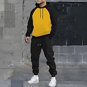 baratos Conjunto de Moletom 3D Masculino-Homens Bloco de cor 2pcs Conjuntos de moletom 3D Moletom Moletom com capuz Manga Longa Calças compridas Com Capuz Casual Diário Roupa Esportiva Impressão 3D Bloco de cor Primavera Outono Inverno