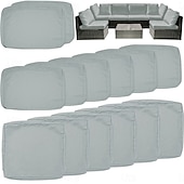 economico Copertura per Cuscini da Patio-Set di 14 fodere per cuscini impermeabili da esterno per patio, adatte a divani componibili in vimini e rattan da 6 posti, include 8 schienali e fodere per cuscini da patio resistenti allo sbiadimento