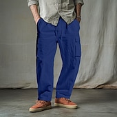 baratos Clássico-Homens Calças Cargo Calças Calção Calça verão Calças de praia Com Cordão Cintura elástica Bolso multi Côr Sólida Tecido Conforto Respirável Comprimento total Ao ar livre Diário Feriado Férias Moda