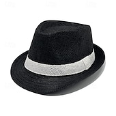 voordelige Feesthoeden-Britse jazzhoed, herenzonbescherming, zonnehoed, strandhoed, strohoed, casual hoed