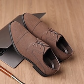 cheap Formal-Men&#039;s Oxfords Brogue Walking British PU Leather Suede Breathable Comfortable Slip Resistant Lace-up Dark Brown Black Blue Fall Winter