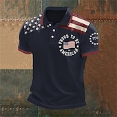  4. července 2026 250. Pánské Americká americká vlajka Polokošile Tlačítko nahoru Polos Golfová košile Krátký rukáv Polo tričko Klopa Módní Na běžné nošení Denní Festival Tisk Léto Bílá Námořnick