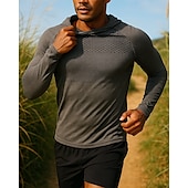 abordables T-shirts et Débardeurs de Course-Homme Sweat à capuche Sweat-shirt Haut de course manche longue T-shirt Respirant Séchage Rapide Léger Élastique Tennis Le golf Course Tenue de sport Tenues de Sport Bleu gris foncé Gris Clair