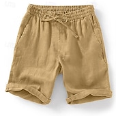 economico Classico-Per uomo Shorts Shorts di Lino Pantaloncini Estivi Shorts da Spiaggia Coulisse Elastico in vita Semplice Comodità Traspirante Lunghezza al ginocchio All&#039;aperto Quotidiano Spiaggia Moda Stile Classico