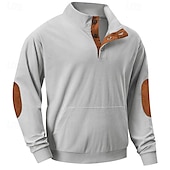 abordables Sudaderas Básicas_-Hombre Sudadera Albaricoque Negro Verde Ejército Marrón Gris Claro Cuello Mao Bloque de color Retazos Bolsillo Con Texturas Deporte Diario Festivos Poliéster Pana Ropa de calle Básico Casual