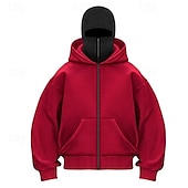 economico felpe con cappuccio da uomo di base-Per uomo Felpa con cappuccio Felpa con cappuccio a zip intera Nero Bianco Rosso Grigio chiaro Grigio scuro Con Cappuccio Semplice Tasca Sport &amp; Outdoor Quotidiano Ferie Poliestere Streetwear