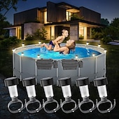 baratos Luzes Subaquáticas-10 peças de luzes solares para piscina rgb que mudam de cor, luzes solares para cerca, luzes noturnas para piscina, para festas de verão, piscina, jardim, iluminação e decoração