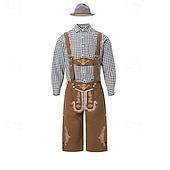 abordables Hombres-Oktoberfest Lederhosen Camisas Sombrero alpino bávaro Alemán alpino prados Hombre Fiesta Festival de Cerveza Paño de estilo tradicional