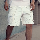 economico All&amp;#39;aperto-Per uomo Pantaloncini cargo Shorts Pantaloncini Estivi Coulisse Elastico in vita Multi-tasche Patchwork Comodità Indossabile Lunghezza al ginocchio All&#039;aperto Sport Quotidiano Moda Casual Nero Bianco