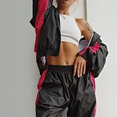abordables Chándales-Mujer Tracksuit Sudadera Conjunto de Ropa Deportiva Bolsillo Bloque de color Trajes de Yoga Otoño Invierno Negro Rosa Gimnasio Rutina de ejercicio Deportes Mantiene abrigado Resistente al Viento Suave