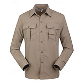 preiswerte Oberteile-Herren Wanderhemd Wanderspitze Cargo-Shirt Langarm Umlegekragen Oberteil Außen Wasserdicht Winddicht Leicht Polyester Dunkelgrau Armeegrün Khaki Laufen Camping / Wandern / Höhlenforschung