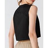 billiga Löpar-T-shirts och linnen-Dam Linne för jogging Snörning Lättvikt Ärmlös Överdelar UPF 50 Solskydd Snabb tork Vekefukt Pilates Löpning Yoga Sportkläder Sportkläder Solid färg Ljusgul Svart Vit