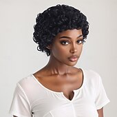 abordables Perruques Synthétiques Sans Bonnet-Perruque Synthétique Frisé Jerry Afro Bouclé Coupe dégradée Coupe Asymétrique Fabriqué à la Machine Perruque 10 pouces A1 Cheveux synthétiques Femmes Cool Classique Adorable Multicolore